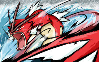 Red white animal mouth open - thunderstorm free wallpaper
