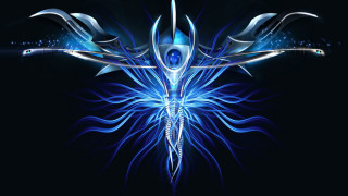 Blue white abstract design star - a star in the middle of it free wallpaper