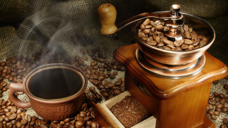 Coffee grinder cup beans pile - top of it next free wallpaper