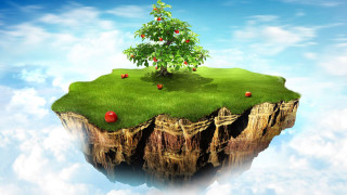 Tree island floating apples top - apple free wallpaper