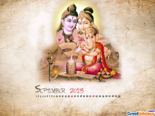 Ganeshri calendar bapu divine beach - a calendar free wallpaper for desktop