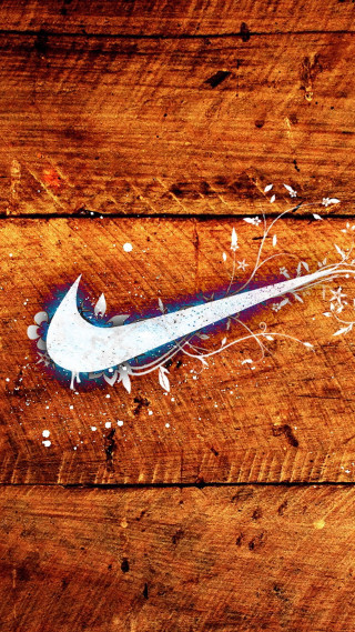 Nike logo wooden surface white - digital art free wallpaper for mobile