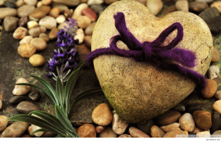 Heart shaped rock purple ribbon - bracha l. ettinger free wallpaper
