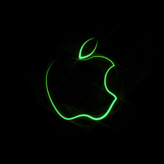 Green apple glowing dark black - free neon wallpaper for tablet