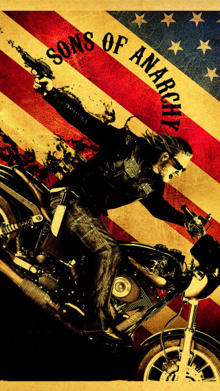 Man motorcycle flag gun american - free retro wallpaper for mobile