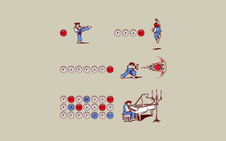 Karate man circles woman blue - a blue suit free wallpaper