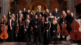 Group people musical instruments stage - a chandelier free wallpaper