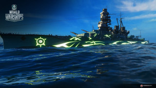 Large ship green lights water - a large ship free wallpaper