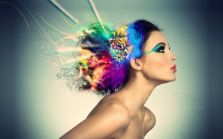 Colorful hair makeup feathered headpiece - psychedelic free wallpaper for desktop
