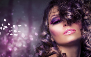 Purple makeup purple hair holography - her face and hair free wallpaper