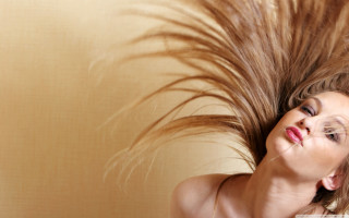 Woman long hair posing wind 4 - flowing free wallpaper