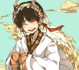 Woman flower redscarf bluesky cheerful - a blue sky in the background free wallpaper for tablet