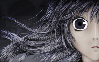 Sad yandere manga blackhair closeup - big eye free wallpaper
