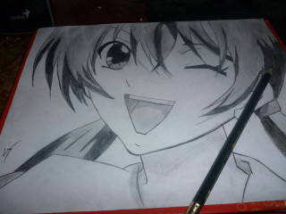 Girl tie drawing pencil pen - anime art free wallpaper