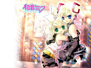 Anime couple hugging mirror lights - a mirror free wallpaper