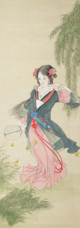 Woman kimono fan man suit - japanese free wallpaper for mobile