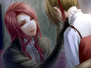 Anime couple red hair mirror - a couple of anime characters free wallpaper