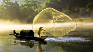 Man boat net water banana - a man in a boat free wallpaper