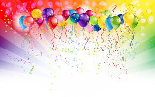 Balloons rainbow background white border 2 - free happy birthday wallpaper