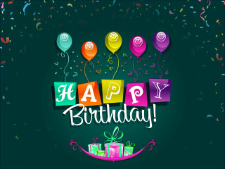 Birthday card balloons presents green - a birthday card free wallpaper