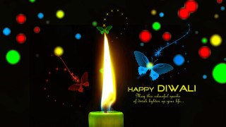 Lit candle butterfly happy diwali - light effect free wallpaper