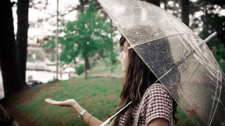 Woman umbrella park rainy day - a rainy day free wallpaper