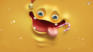 Yellow wall cartoon face candy 2 - a yellow wall free wallpaper