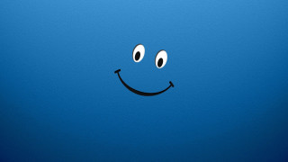 Blue background smiley face black 3 - a smiley face free wallpaper for desktop