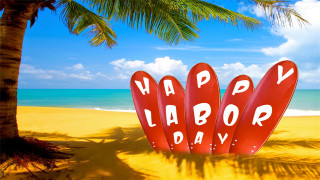 Happy labor day beach palm - processed free wallpaper