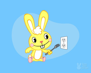 Cartoon rabbit fork light switch - a fork free wallpaper