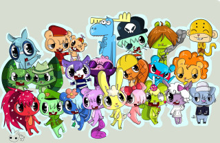 Cartoon characters group standing row - craola free wallpaper for desktop