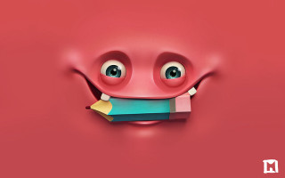 Red wall pencil book face - a face free wallpaper