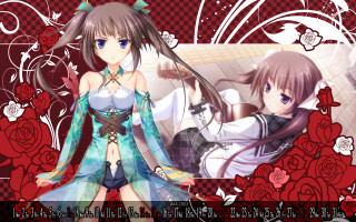 Anime girls long hair cat 6 - their head free wallpaper