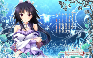 Anime girl black hair purple 2 - a purple dress free wallpaper
