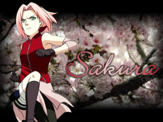 Sakura pinkhair reddress blackgloves greeneyes - black glove free wallpaper