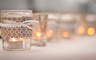 Candles table ribbon group middle - a group of candles free wallpaper