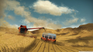 Combine tractor wheat field painting - digital painting free wallpaper