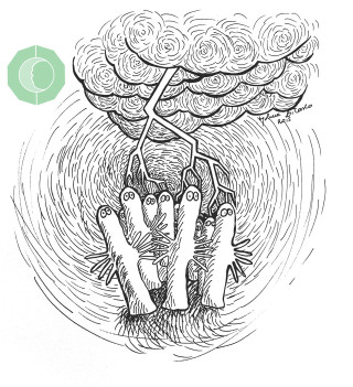 Tree hands reaching roots green - llustration free wallpaper for tablet