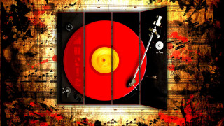 Red record player microphone autumn - caged free wallpaper