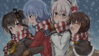 Anime girls snow arms around 5 - scarf free wallpaper for desktop