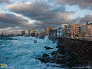 City water tall buildings skyline 2 - stormy weather free wallpaper