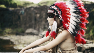 Woman native american headdress rock 2 - behance hd free wallpaper for desktop