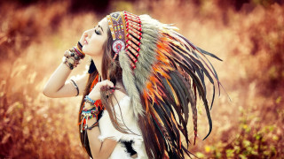 Woman feather headdress bracelet neck - americo makk free wallpaper for desktop