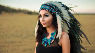 Woman headdress feathered head field - headdress free wallpaper
