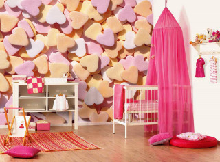 Pink yellow heart wallpaper canopy - a pink rug free wallpaper