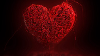 Red heart black background red 4 - abstract free wallpaper