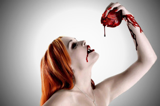 Woman blood dripping hands bleeding - dark art free wallpaper
