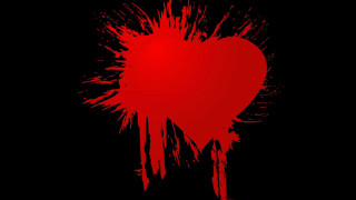 Red heart black background paint - auto free wallpaper