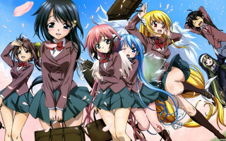 Anime girls sky background clouds 2 - a group of anime girls free wallpaper