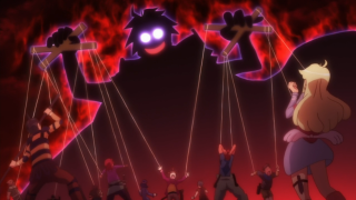 Cartoon creepy face group people - the back of the image free wallpaper